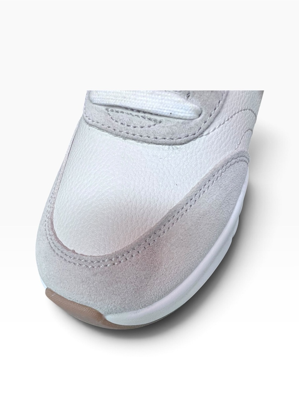 Vionic Uptown Cream Off White Leather Suede Metallic Silver Lace Up Sneakers 8.5 - Picture 5 of 10